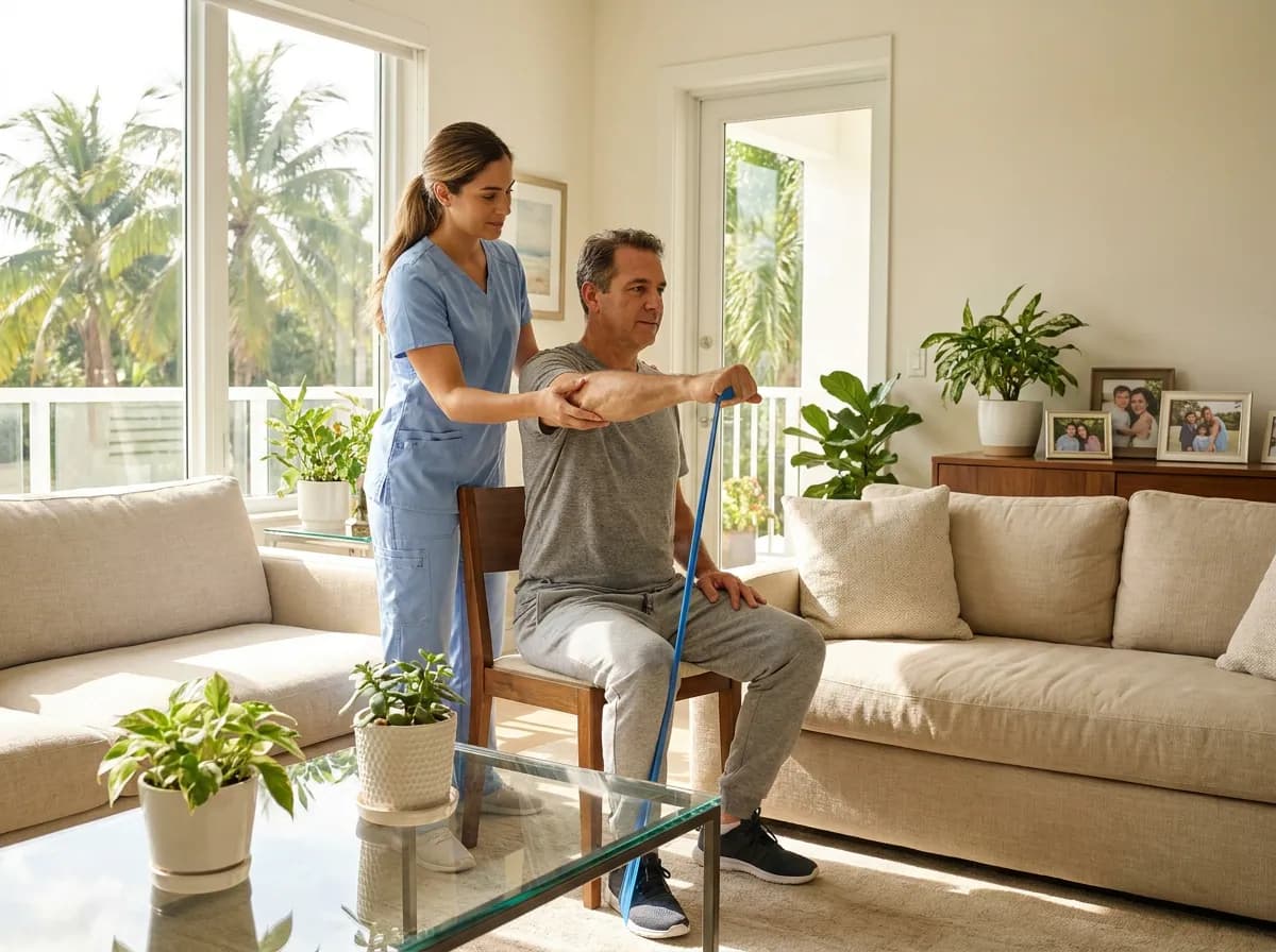 Focus Family Care nurse caring for a client at home in Davie, Florida