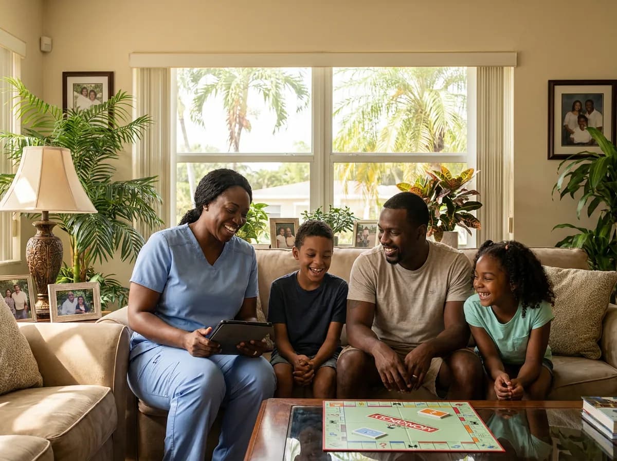 Focus Family Care nurse caring for a client at home in Miami Gardens, Florida