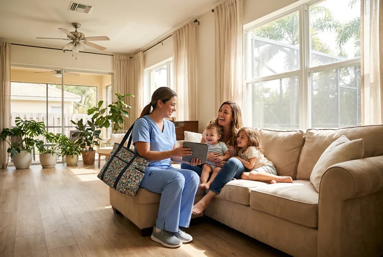 A family comparing home care agencies in South Florida
