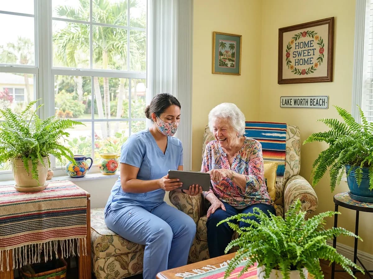Focus Family Care caregiver with a senior at home in Lake Worth Beach, Florida